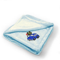 Plush Baby Blanket Kid Compact Car City Embroidery Receiving Swaddle Blanket