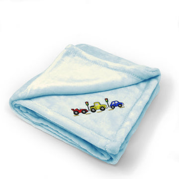 Plush Baby Blanket Kid Cars Border Lights Embroidery Receiving Swaddle Blanket