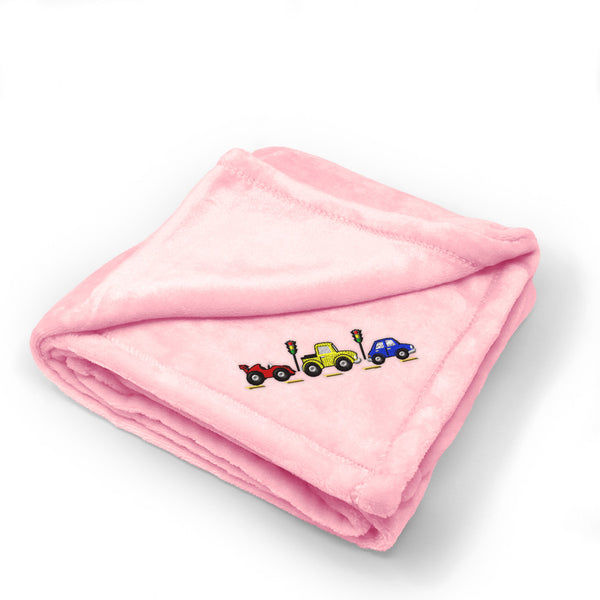 Plush Baby Blanket Kid Cars Border Lights Embroidery Receiving Swaddle Blanket