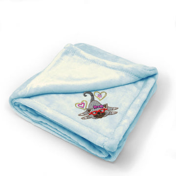 Plush Baby Blanket Animal Pet Cat Kitty Glasses Embroidery Polyester