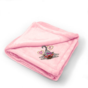 Plush Baby Blanket Animal Pet Cat Kitty Glasses Embroidery Polyester