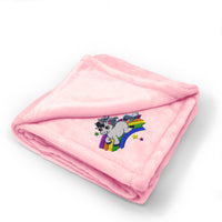 Plush Baby Blanket Kids Cute Unicorn Rainbow Embroidery Polyester