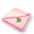 Plush Baby Blanket Kids T-Rex Dinosaur Embroidery Receiving Swaddle Blanket