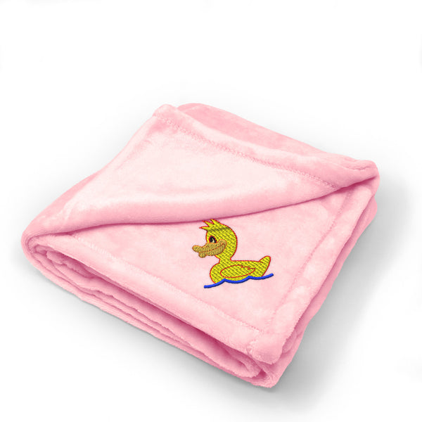 Plush Baby Blanket Kids Yellow Duck Bath Embroidery Receiving Swaddle Blanket