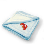 Plush Baby Blanket Kids Red Dinosaur Embroidery Receiving Swaddle Blanket