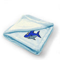 Plush Baby Blanket Kids Cute Shark Embroidery Receiving Swaddle Blanket