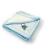 Plush Baby Blanket Kids Bucket and Pale Embroidery Receiving Swaddle Blanket