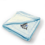 Plush Baby Blanket Kids Shark Towel C Embroidery Receiving Swaddle Blanket