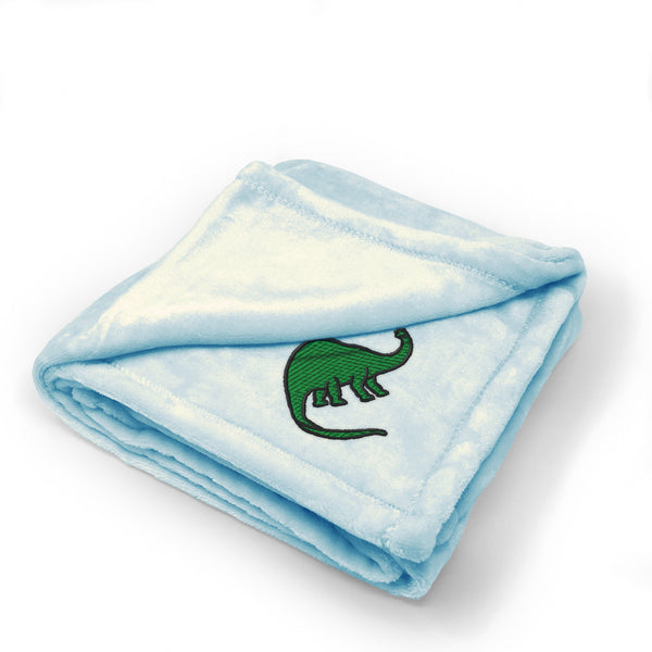 Plush Baby Blanket Dinosaur Brontosaurus Embroidery Receiving Swaddle Blanket