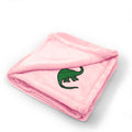 Plush Baby Blanket Dinosaur Brontosaurus Embroidery Receiving Swaddle Blanket