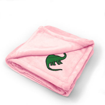 Plush Baby Blanket Dinosaur Brontosaurus Embroidery Receiving Swaddle Blanket