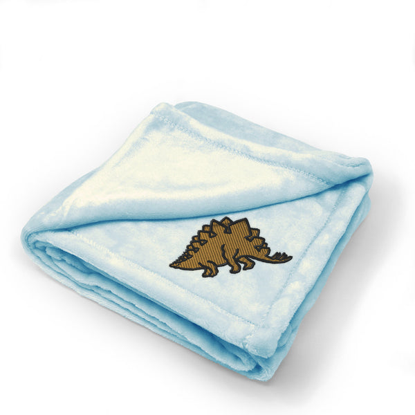 Plush Baby Blanket Dinosaur Stegosaurus Embroidery Receiving Swaddle Blanket