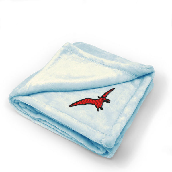 Plush Baby Blanket Dinosaur Pterosaurs Embroidery Receiving Swaddle Blanket