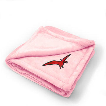 Plush Baby Blanket Dinosaur Pterosaurs Embroidery Receiving Swaddle Blanket