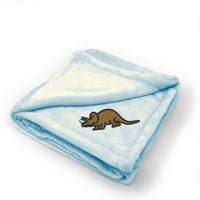 Plush Baby Blanket Triceratops Dinosaur B Embroidery Receiving Swaddle Blanket