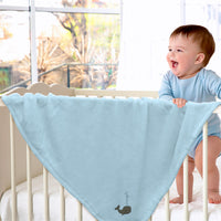Plush Baby Blanket Whale Embroidery Receiving Swaddle Blanket Polyester