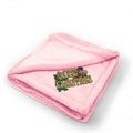 Plush Baby Blanket Merry Christmas Embroidery Receiving Swaddle Blanket