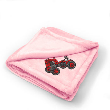 Plush Baby Blanket Tractor Machine A Embroidery Receiving Swaddle Blanket