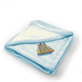 Plush Baby Blanket Clipper Ship Embroidery Receiving Swaddle Blanket Polyester