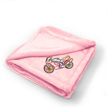 Plush Baby Blanket Motorcycle Colorful Logo Embroidery Receiving Swaddle Blanket