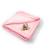 Plush Baby Blanket Dog with Bone Embroidery Receiving Swaddle Blanket Polyester