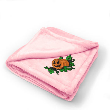 Plush Baby Blanket Jack-O-Lantern Embroidery Receiving Swaddle Blanket Polyester