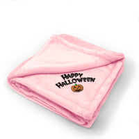 Plush Baby Blanket Happy Halloween Pumpkin Embroidery Receiving Swaddle Blanket