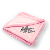 Plush Baby Blanket F-18 Hornet Aircraft Name Embroidery Polyester