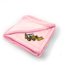 Plush Baby Blanket Backhoe Loader A Embroidery Receiving Swaddle Blanket