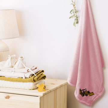 Plush Baby Blanket Backhoe Loader A Embroidery Receiving Swaddle Blanket