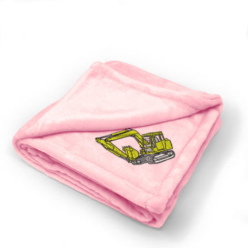 Plush Baby Blanket Excavator Embroidery Receiving Swaddle Blanket Polyester