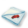 Plush Baby Blanket Fire Van Embroidery Receiving Swaddle Blanket Polyester