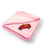 Plush Baby Blanket Fire Van Embroidery Receiving Swaddle Blanket Polyester