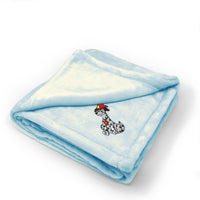 Plush Baby Blanket Dalmatian Firefighter Helmet Embroidery Polyester