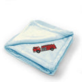 Plush Baby Blanket Pumper Fire Truck Embroidery Receiving Swaddle Blanket