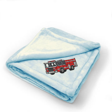 Plush Baby Blanket Fire Engine Truck A Embroidery Receiving Swaddle Blanket