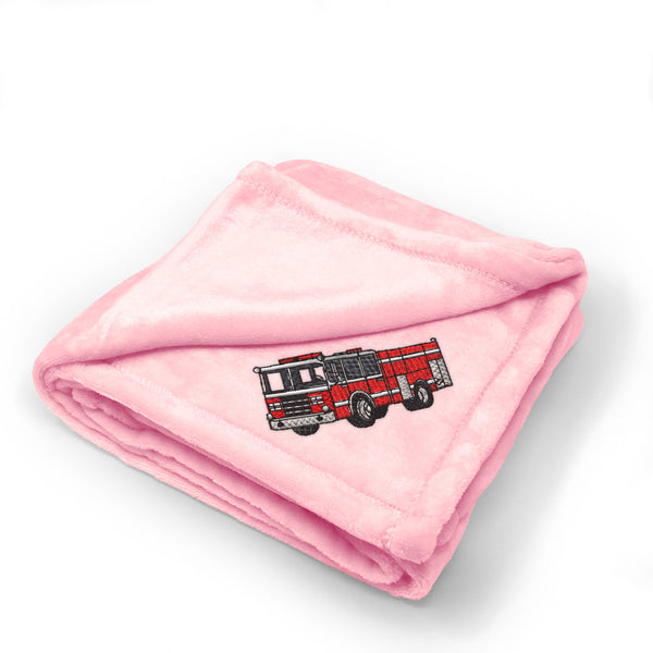 Plush Baby Blanket Fire Engine Truck A Embroidery Receiving Swaddle Blanket