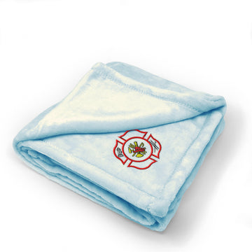 Plush Baby Blanket Fire Logo Embroidery Receiving Swaddle Blanket Polyester