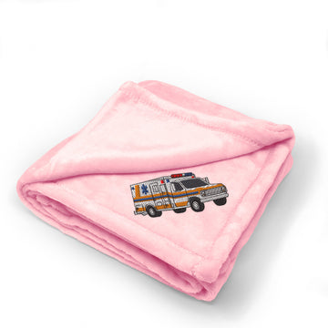 Plush Baby Blanket Ambulance A Embroidery Receiving Swaddle Blanket Polyester