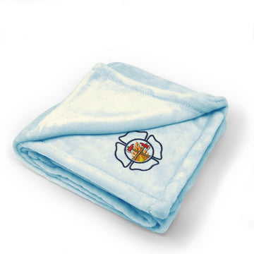 Plush Baby Blanket Firefighting Logo Occupations A Embroidery Polyester