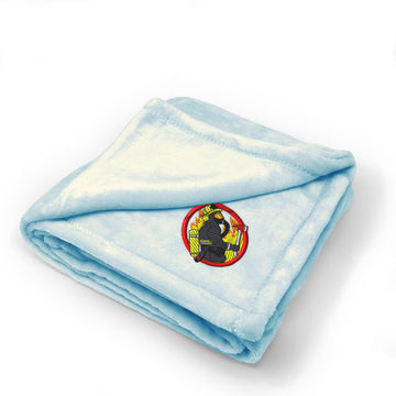 Plush Baby Blanket Firefighter with Mask Embroidery Receiving Swaddle Blanket