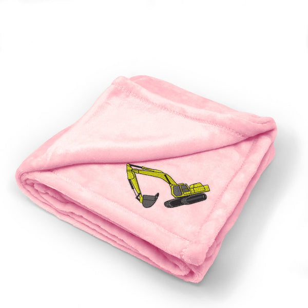 Plush Baby Blanket Dirt Excavator Embroidery Receiving Swaddle Blanket Polyester