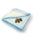 Plush Baby Blanket Old Tractor Orange Embroidery Receiving Swaddle Blanket