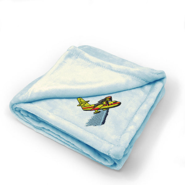 Plush Baby Blanket Fire Plane Embroidery Receiving Swaddle Blanket Polyester