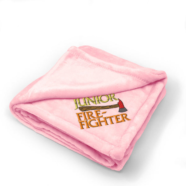 Plush Baby Blanket Junior Firefighter Fireman Embroidery Polyester
