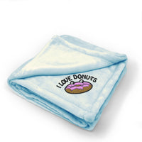 Plush Baby Blanket I Love Donut Embroidery Receiving Swaddle Blanket Polyester