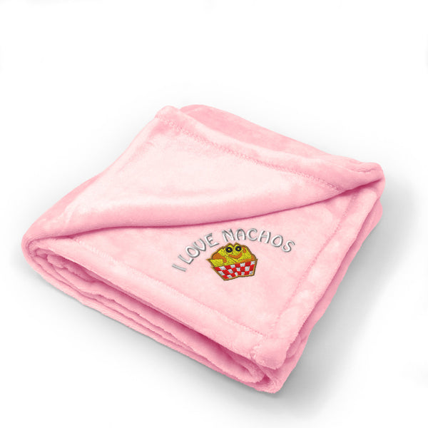 Plush Baby Blanket I Love Nachos Embroidery Receiving Swaddle Blanket Polyester