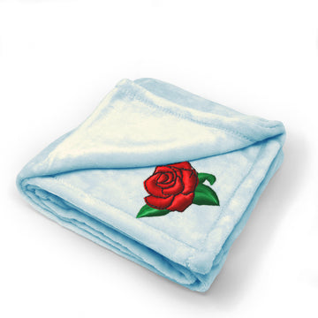 Plush Baby Blanket Rose Flower Embroidery Receiving Swaddle Blanket Polyester