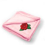Plush Baby Blanket Rose Flower Embroidery Receiving Swaddle Blanket Polyester