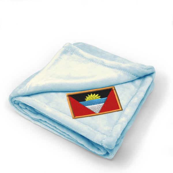 Plush Baby Blanket Antigua Barbuda Embroidery Receiving Swaddle Blanket